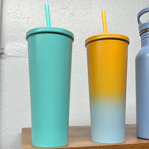 24 oz Tapered Tumbler Solid with Straw