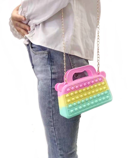 Fidget Pop Pastel Purse with Gold Chain Strap