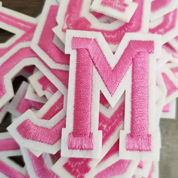 Monogram Varsity Iron On Letters - pink