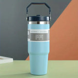 Stainless Steel Tumbler With Straw And Handle 30 oz