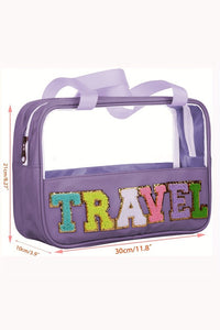 TRAVEL Chenille Letter Clear Bag