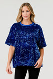 Sequin Velvet Short Sleeve Dressy Top