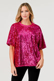 Sequin Velvet Short Sleeve Dressy Top