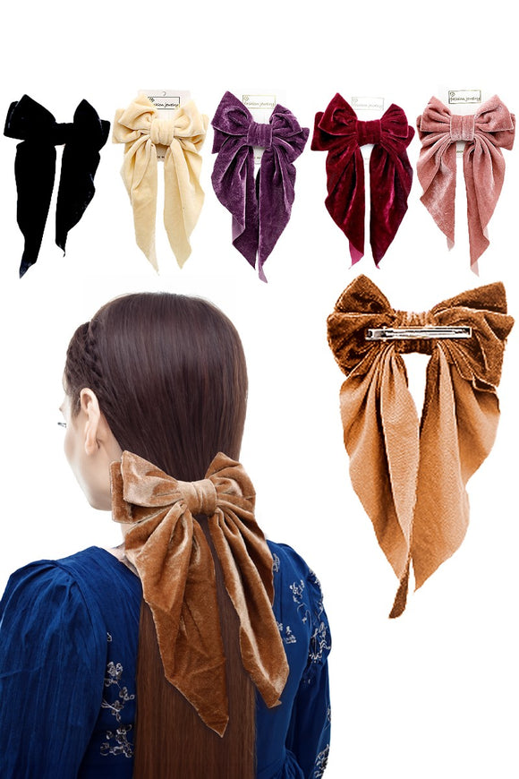 Velvety Chenille Polyester Bow Knot Hair Clip