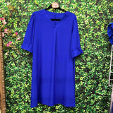 V-neck 3/4 Sleeve Knee Dress