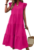 V Neck Ruffle Sleeve Maxi Dress