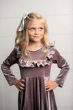 Kids Velvet Ruffle Fancy Dress