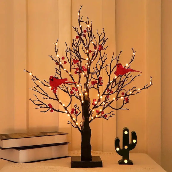 Red Bird LED Lighted Tree