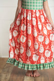 Kids Green Check & Vintage Santa Print Lounge Play Gown