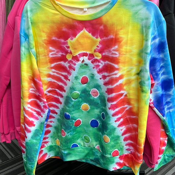 Tie Dyed Christmas Tree Shirt