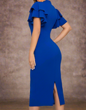 Ruffle Bell Sleeve Fitted Midi Dress *Runs Small Up Size 1-2 Sizes*