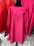 Pink Long Lantern Sleeve Babydoll Dress