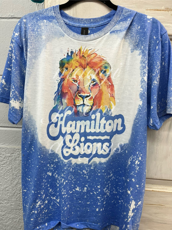 Lion Head Hamilton Lions Bleached Shirts (PRINT ON DEMAND)