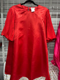 Red Carpet Lantern Sleeve Babydoll Dress