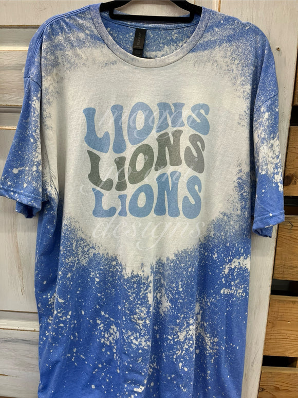 Lions Groovy Stacked Bleached Shirts (PRINT ON DEMAND)