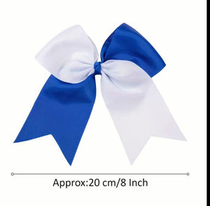 Blue & White Hair Bow Ponytail