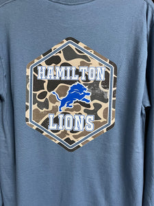 Long Sleeve Blue Camo Hamilton Lions T-shirt