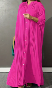 PLUS SIZE Pleated Button Down Maxi