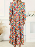 Floral Print Long Sleeve Midi Dress (S-4x)
