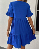 Ruffle Hem and Sleeve Knee Dress (S-2X)