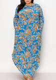 LONG SLEEVES MAXI DRESS W POCKETS (EXTRA PLUS SIZE )