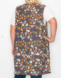 PLUS SIZE LEOPARD PRINT VEST WITH SIDE POCKETS