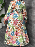 Floral Print Lantern Sleeve Dress (plus)