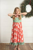 Kids Green Check & Vintage Santa Print Lounge Play Gown