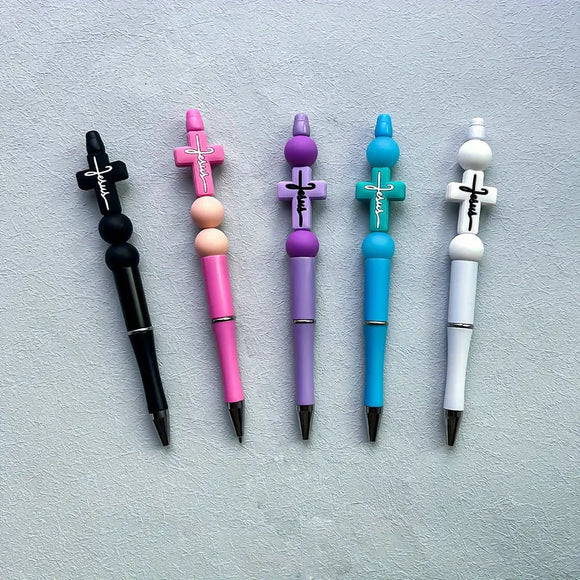 Beaded Cross Jesus Pens