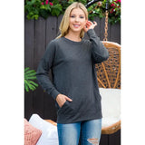 Long Sleeve French Terry Kangaroo Pocket Top