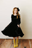 Kids Velvet Ruffle Fancy Dress