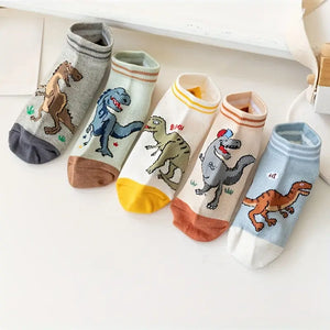 Dinosaur Pattern Youth No Show Socks