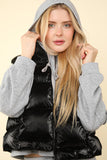 Shiny Metallic Zip Up Puffer Vest