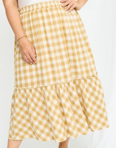 Checkered Ruffle Skirt (Plus)