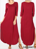 Maxi Dress Side Slits with Pockets