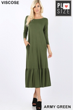 Ruffle Hem Long Dress (Plus)