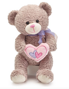 DM PLUSH 17" BEAR PINK HEART