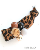 Leopard Pom Pom Hair Elastic Tie