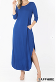 Maxi Dress Side Slits with Pockets