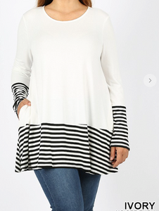 Striped Color Block Top (plus)