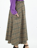 Elastic Plaid Wool Skirt (S-XL)