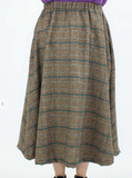 Elastic Plaid Wool Skirt (S-XL)