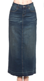 Stretch Denim Basic Long Skirt