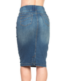 B-Girl Denim Midi Elastic Skirt