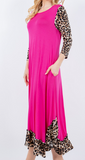 Pink Flowy Leopard Ruffle Dress