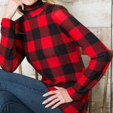 Plaid Long sleeve fitted Turtleneck