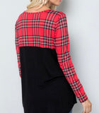 Red Plaid Long sleeve with Glitter Pocket