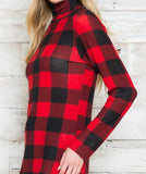 Plaid Long sleeve fitted Turtleneck