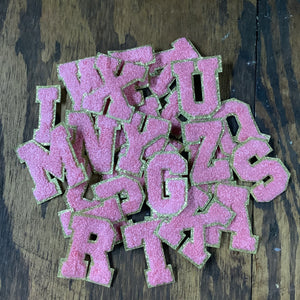 Varsity Alphabet Self Adhesive/Iron On Letters (hot pink)