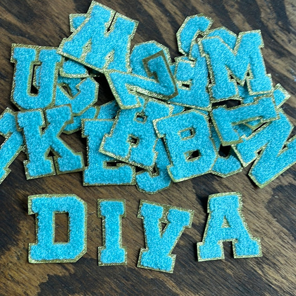 Varsity Alphabet Self Adhesive/Iron On Letters (blue)